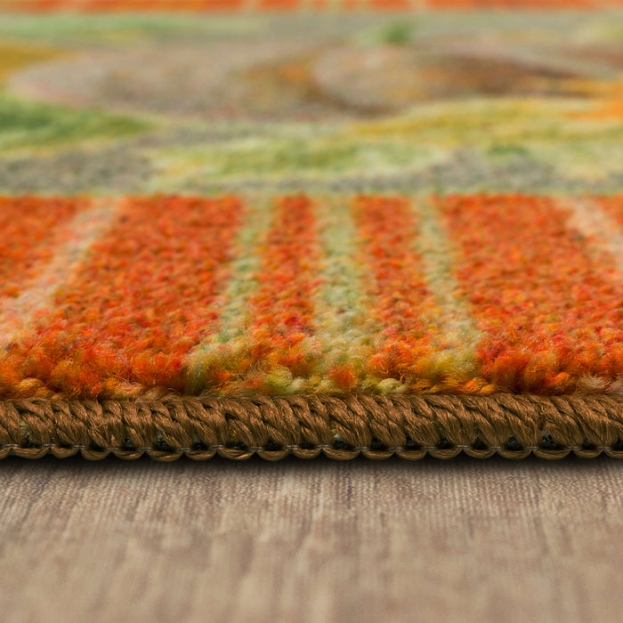 Bordered Pumpkins Orange & Gray Accent Rug
