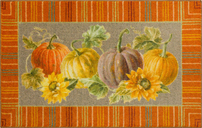Bordered Pumpkins Orange & Gray Accent Rug