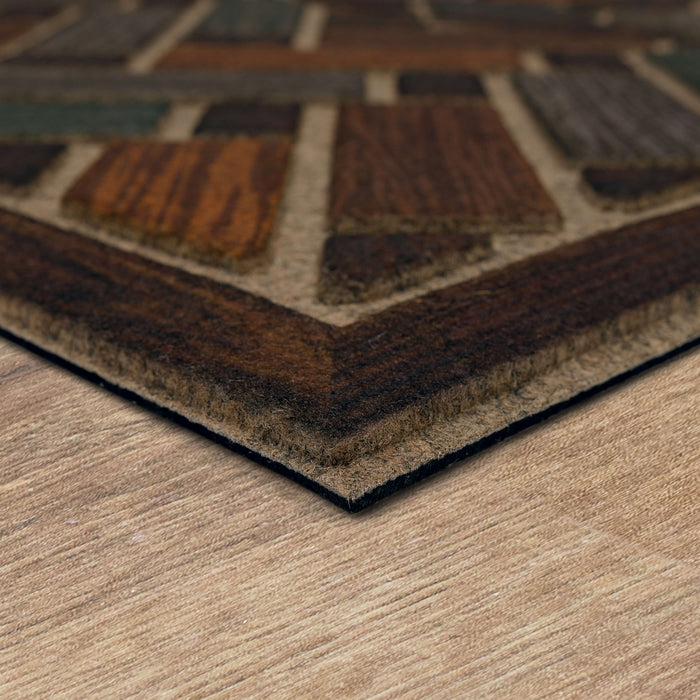 Avenue Entry Motif Brown & Blue Door Mat