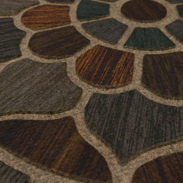 Avenue Entry Motif Brown & Blue Door Mat