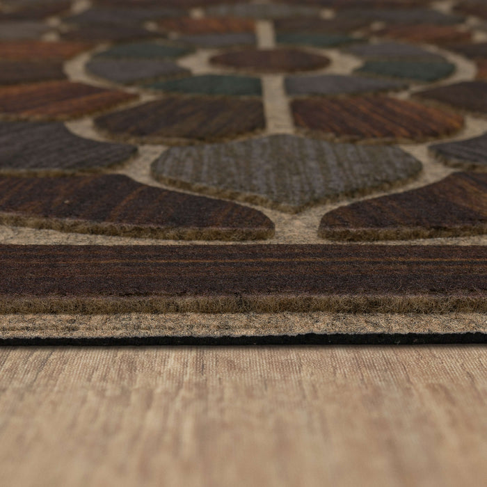 Avenue Entry Motif Brown & Blue Door Mat