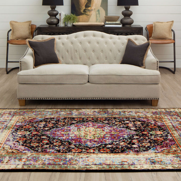 Technicolor Zara White & Purple Area Rug