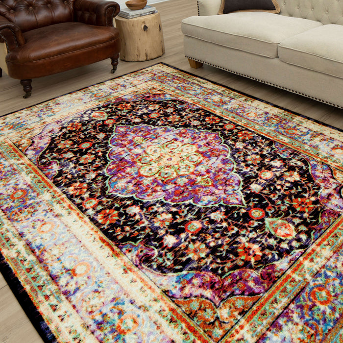 Technicolor Zara White & Purple Area Rug