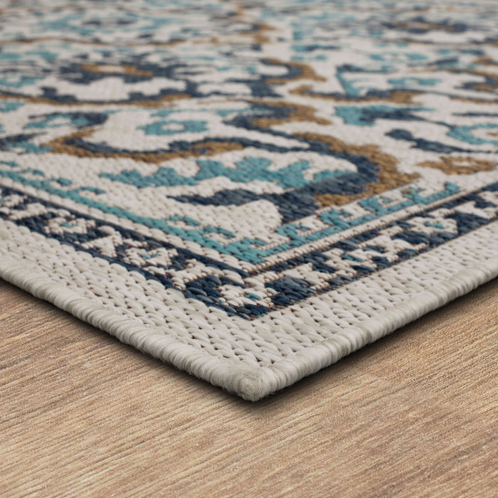 Jackson Ikat Teal and Tan Area Rug