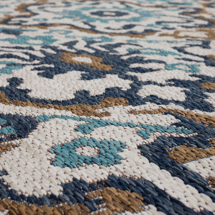 Jackson Ikat Teal and Tan Area Rug