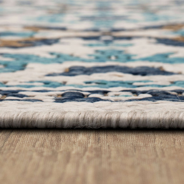 Jackson Ikat Teal and Tan Area Rug