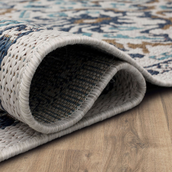 Jackson Ikat Teal and Tan Area Rug
