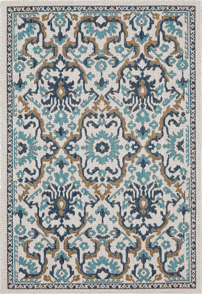 Jackson Ikat Teal and Tan Area Rug
