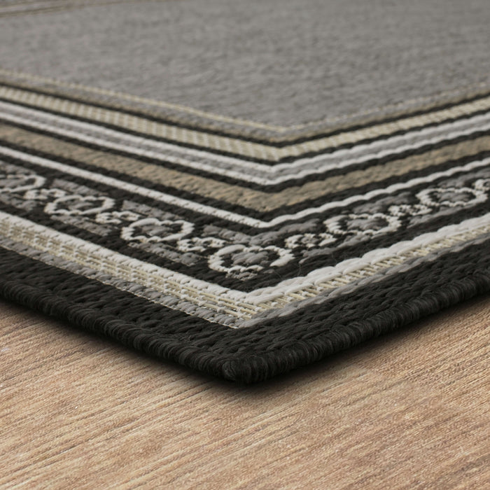 Jackson Geometric Border Grey Area Rug
