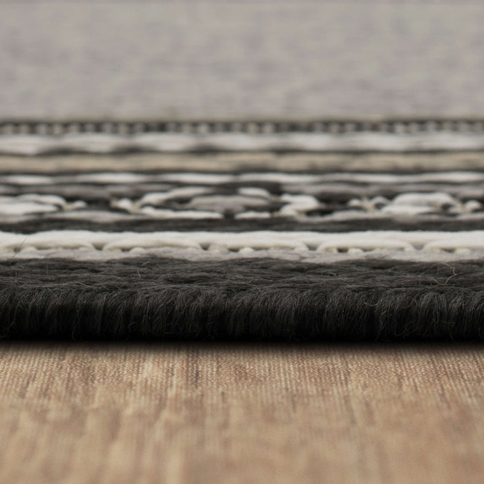 Jackson Geometric Border Grey Area Rug