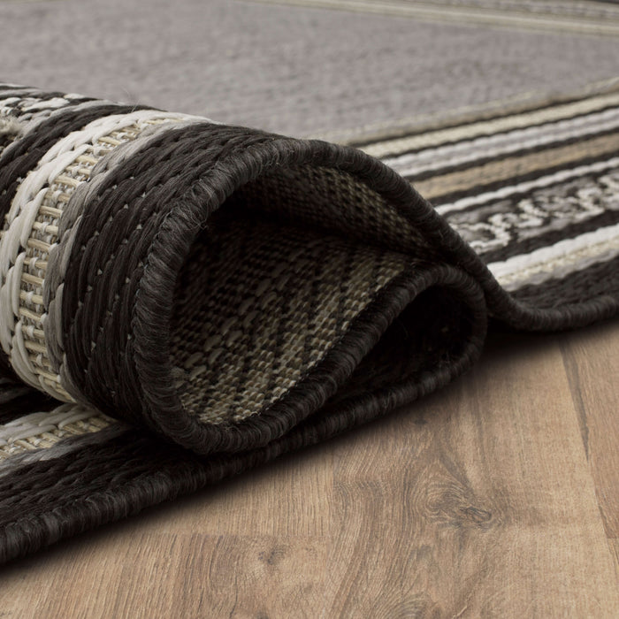 Jackson Geometric Border Grey Area Rug