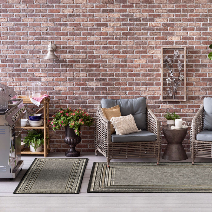 Jackson Geometric Border Grey Area Rug