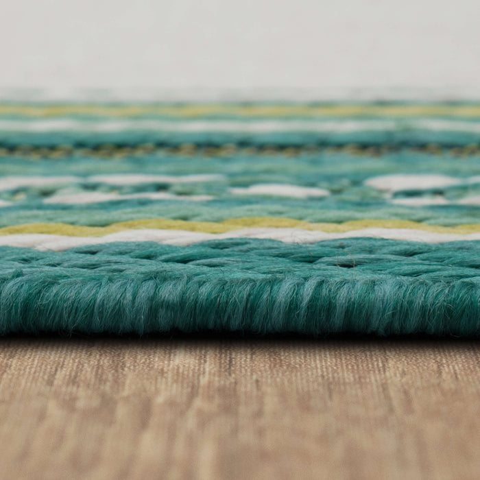 Jackson Geometric Border Teal Area Rug