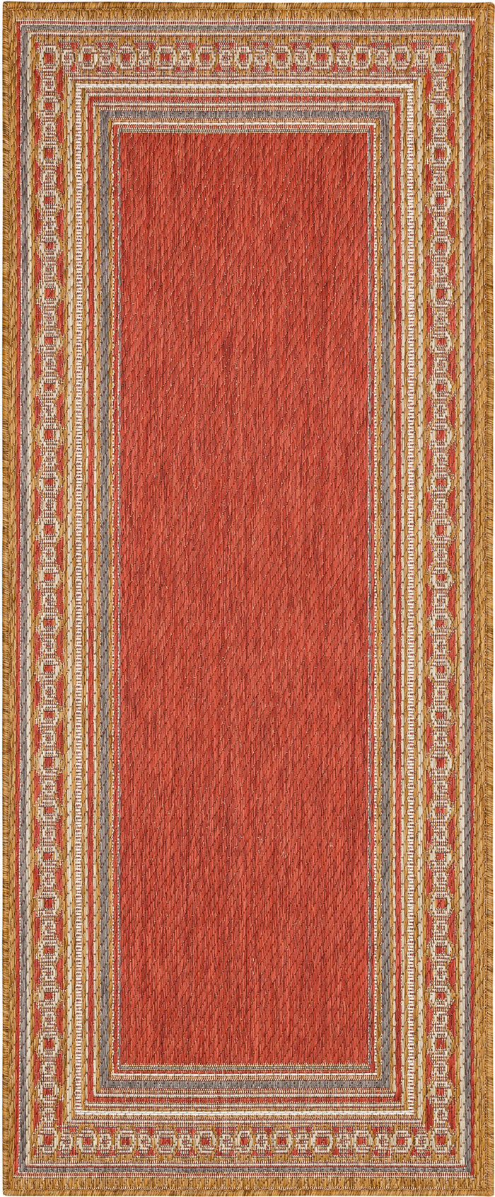 Jackson Geometric Border Orange Area Rug