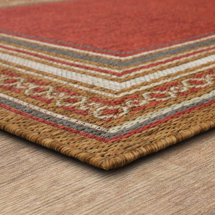 Jackson Geometric Border Orange Area Rug