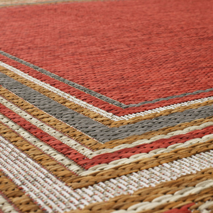 Jackson Geometric Border Orange Area Rug
