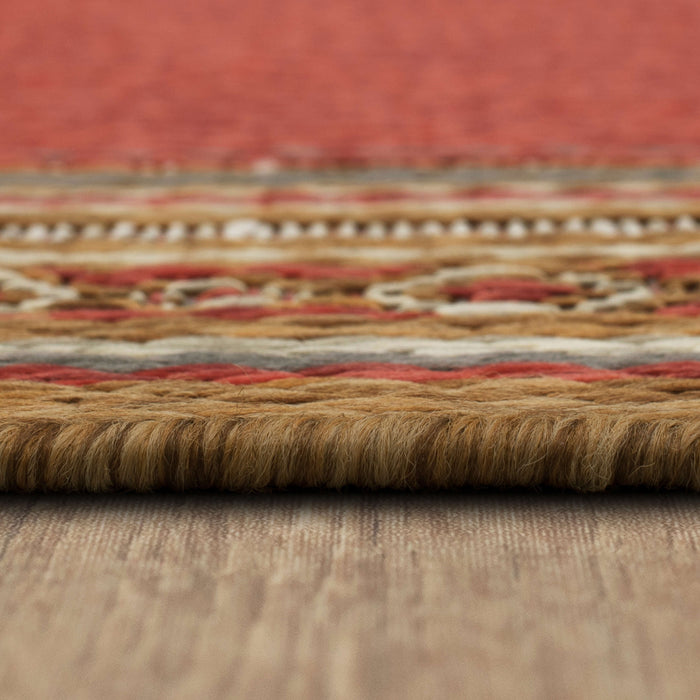 Jackson Geometric Border Orange Area Rug