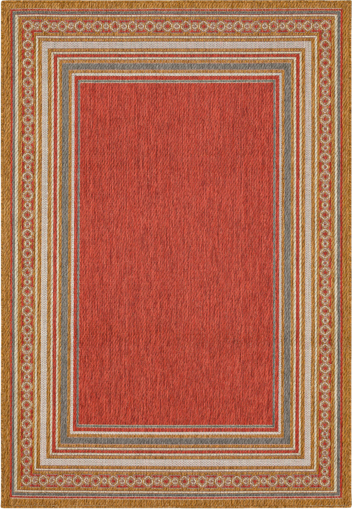 Jackson Geometric Border Orange Area Rug