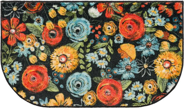 Chalkboard Floral Black Accent Rug