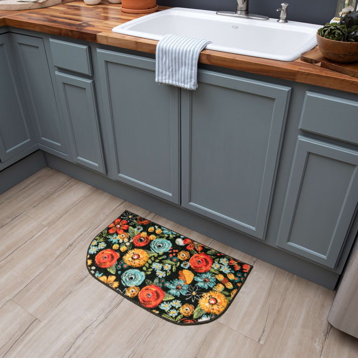 Chalkboard Floral Black Accent Rug