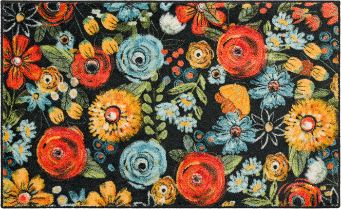 Chalkboard Floral Black Accent Rug