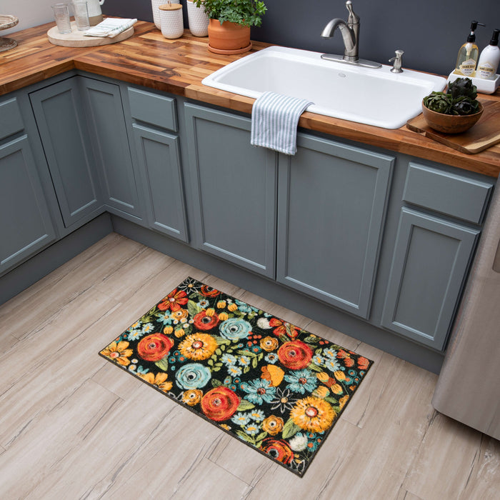 Chalkboard Floral Black Accent Rug