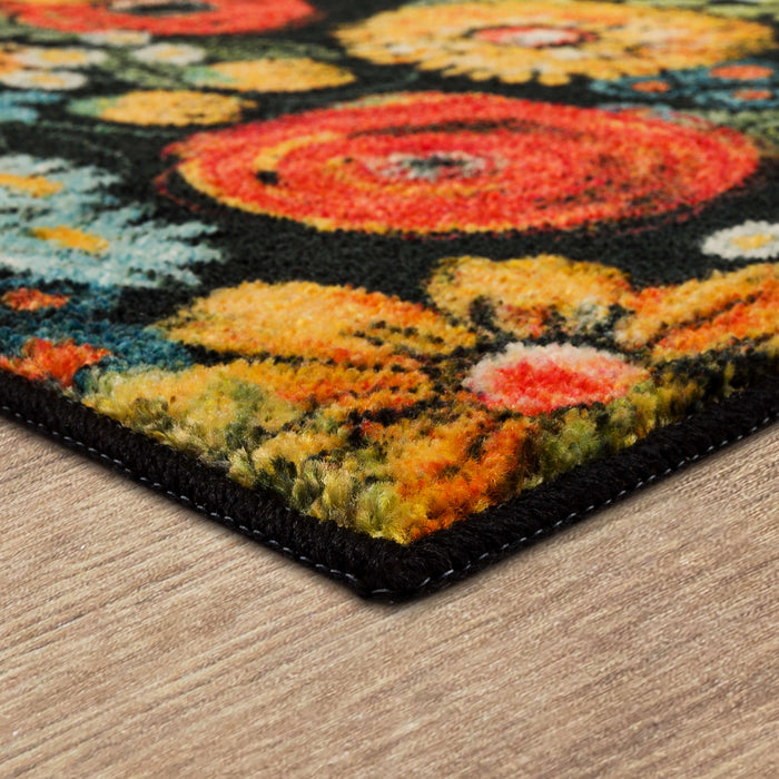 Chalkboard Floral Black Accent Rug