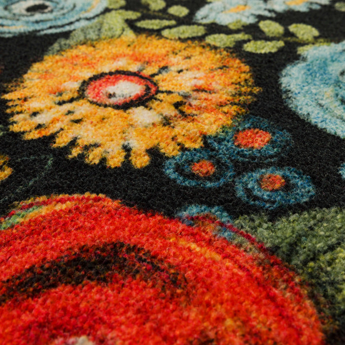 Chalkboard Floral Black Accent Rug