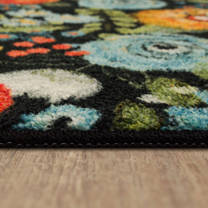 Chalkboard Floral Black Accent Rug