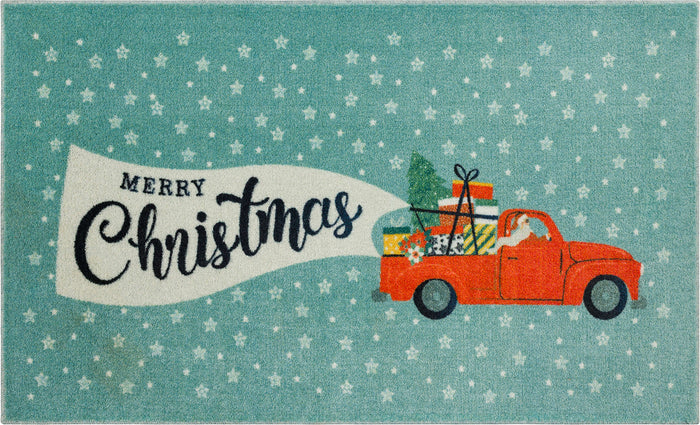 Christmas Present Truck Multi Accent Rug