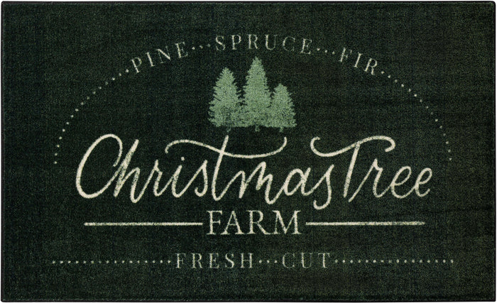 Christmas Tree Farm Black Accent Rug