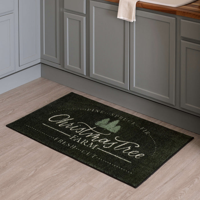 Christmas Tree Farm Black Accent Rug