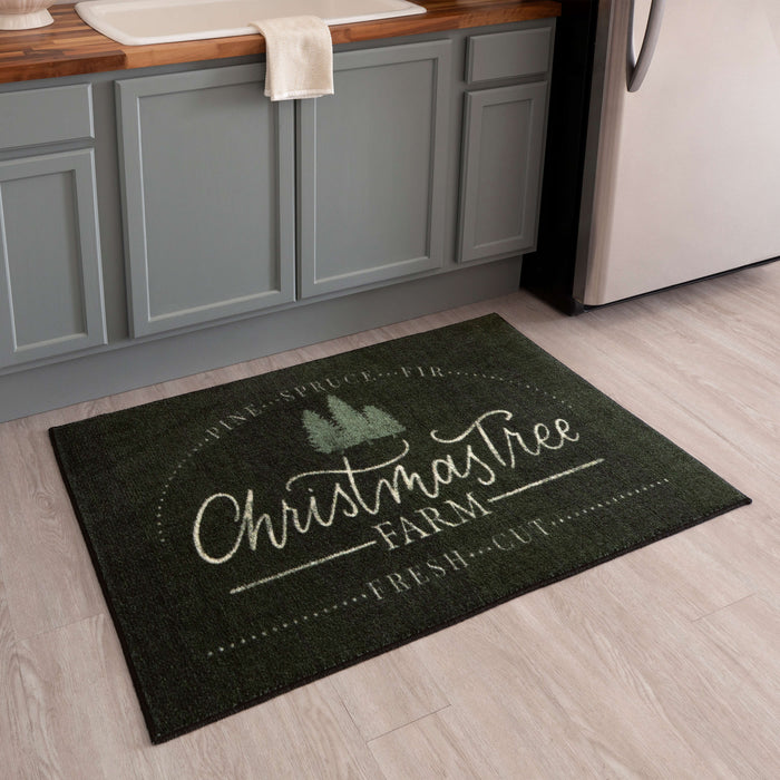 Christmas Tree Farm Black Accent Rug