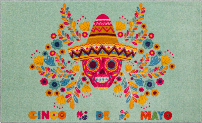 Cinco de Mayo Skull Blue Accent Rug