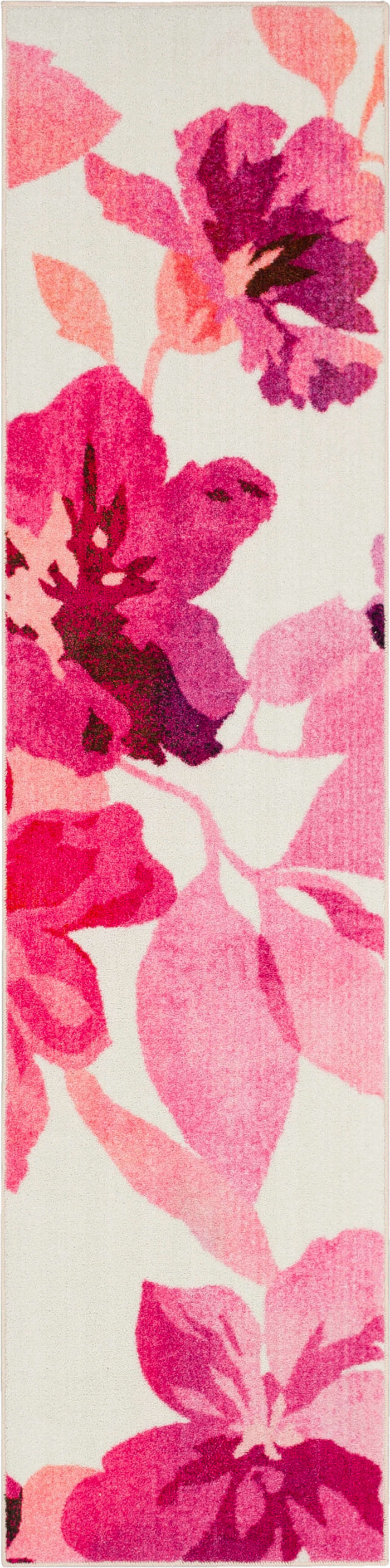 Technicolor Blooms Pink Area Rug