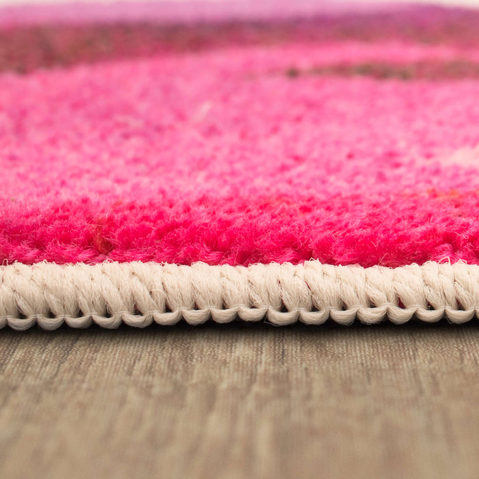 Technicolor Blooms Pink Area Rug