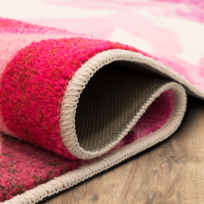 Technicolor Blooms Pink Area Rug