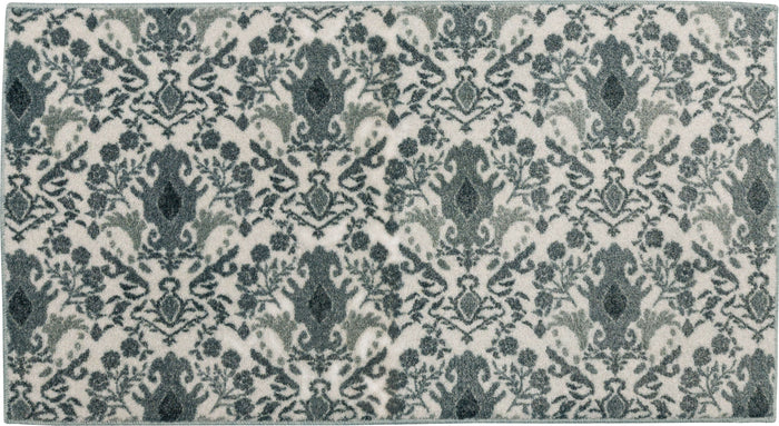 Damask Tile Grey and White Accent Rug
