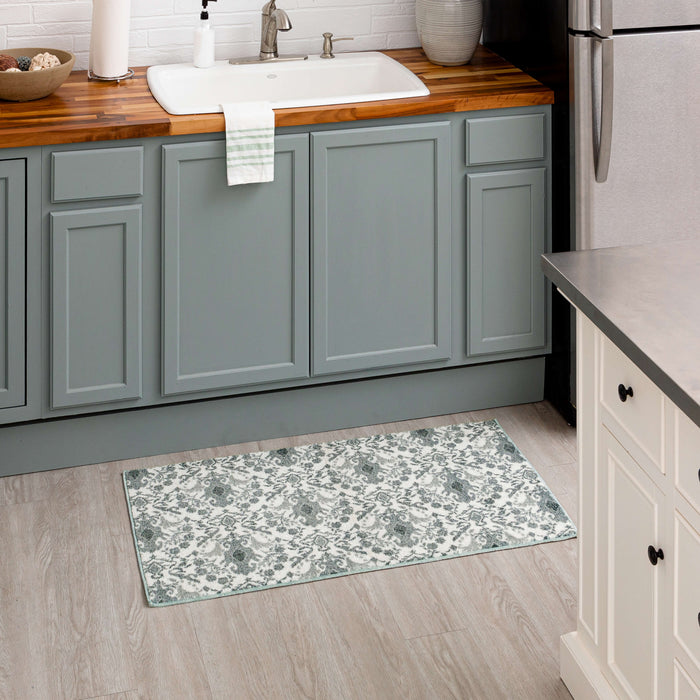 Damask Tile Grey and White Accent Rug
