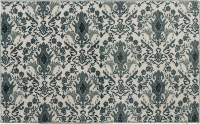 Damask Tile Grey and White Accent Rug