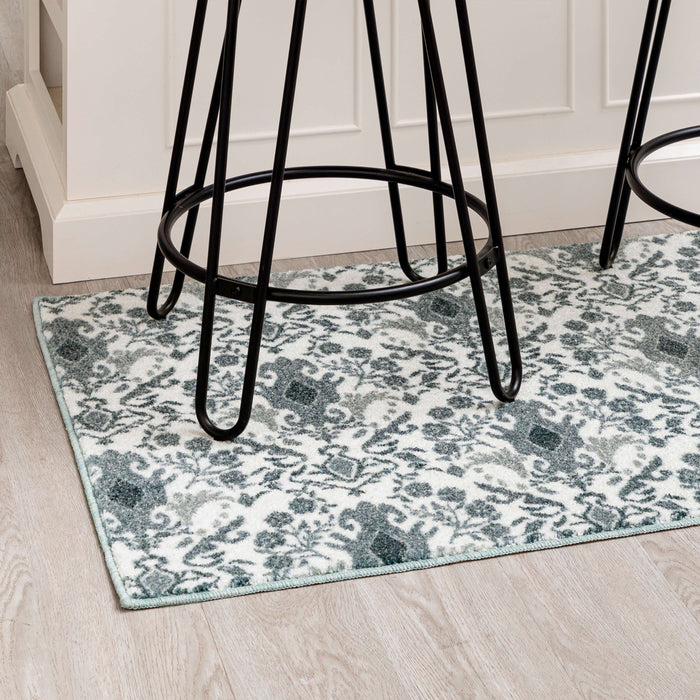 Damask Tile Grey and White Accent Rug