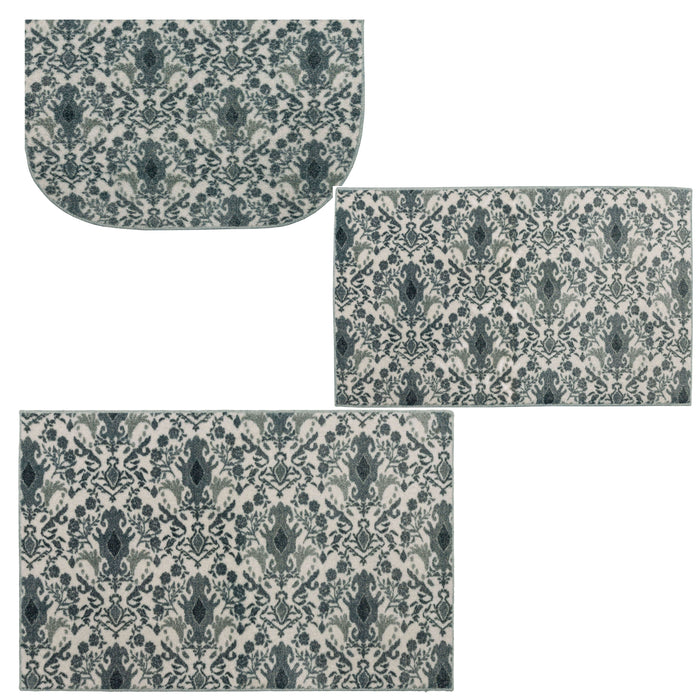 Damask Tile Grey and White Accent Rug