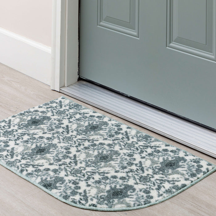 Damask Tile Grey and White Accent Rug