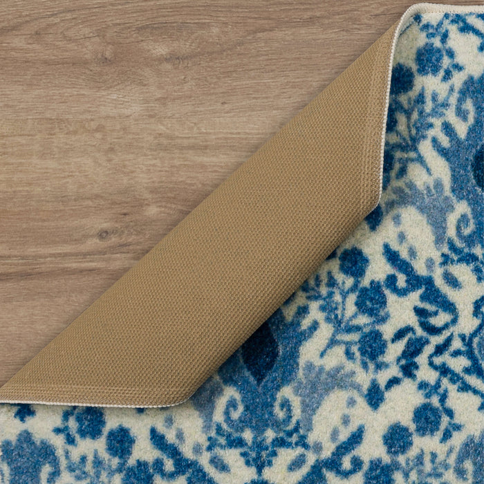 Damask Tile Blue and White Accent Rug
