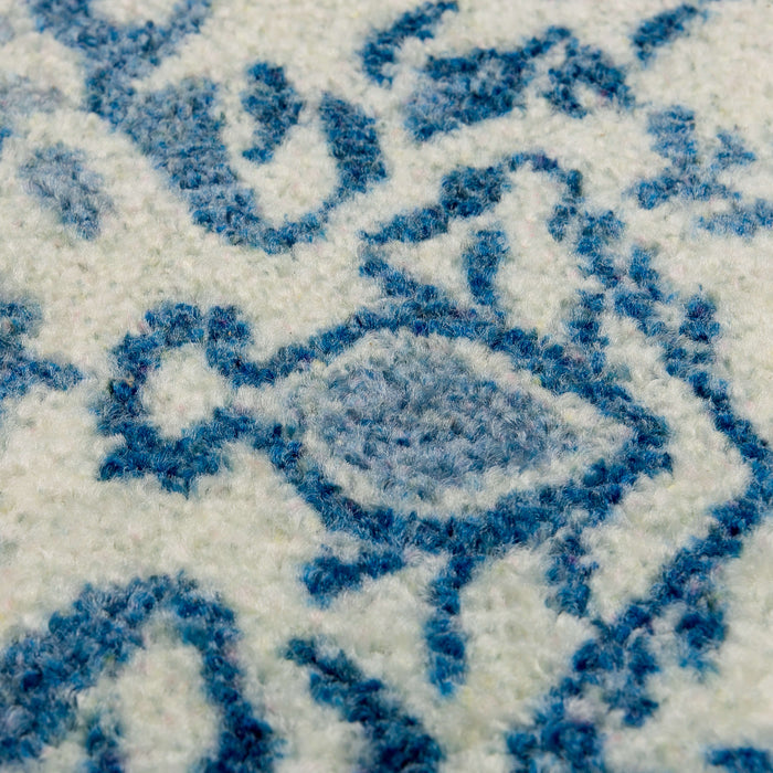 Damask Tile Blue and White Accent Rug