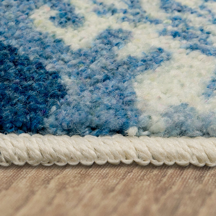 Damask Tile Blue and White Accent Rug