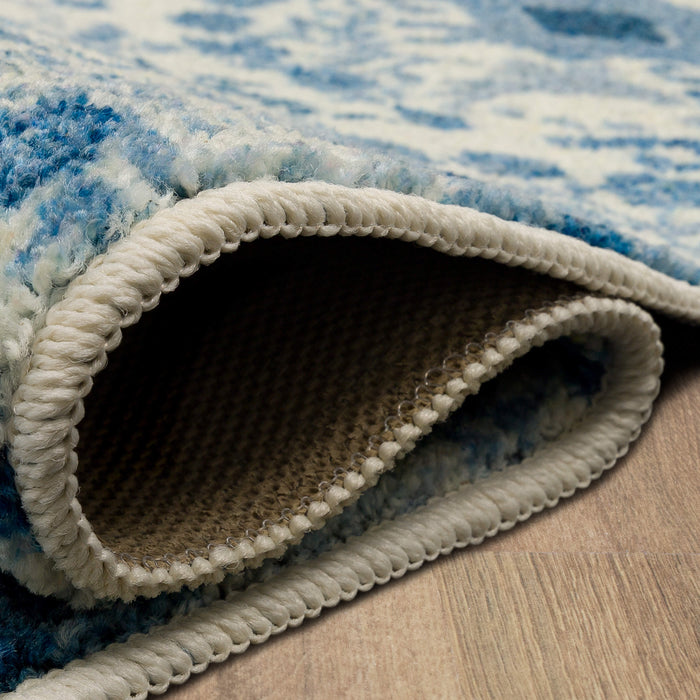 Damask Tile Blue and White Accent Rug