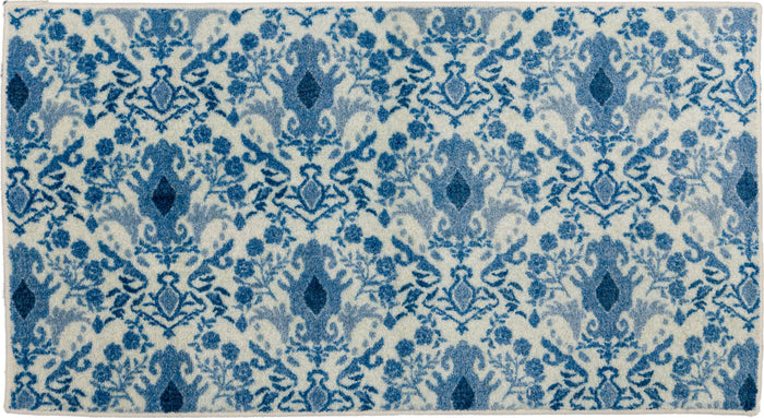 Damask Tile Blue and White Accent Rug
