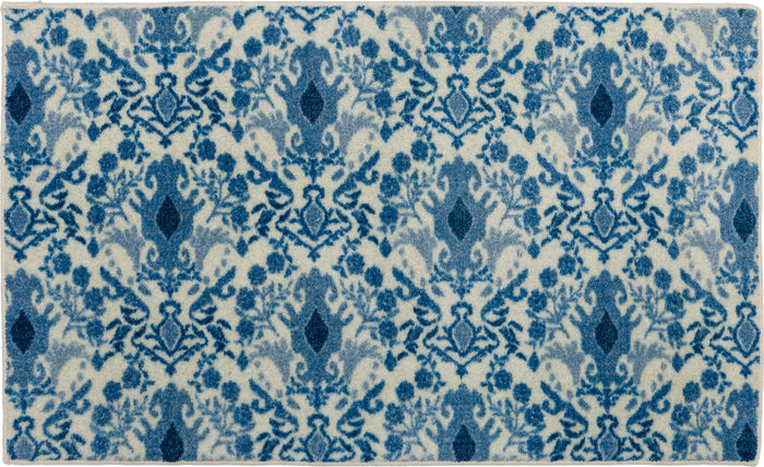 Damask Tile Blue and White Accent Rug