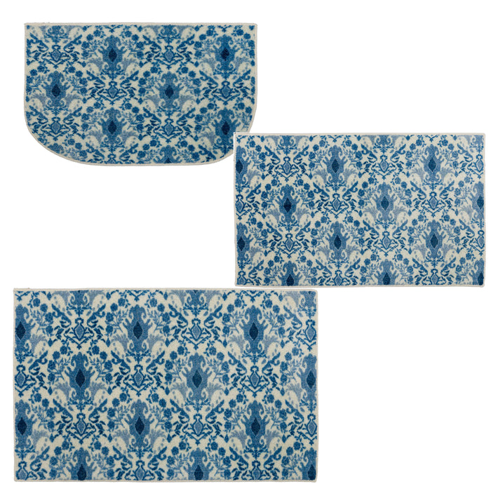 Damask Tile Blue and White Accent Rug